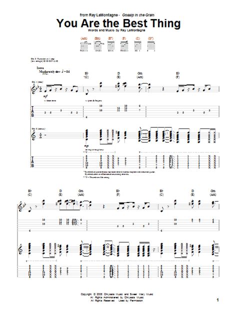 You Are The Best Thing Sheet Music | Ray LaMontagne | Guitar Tab