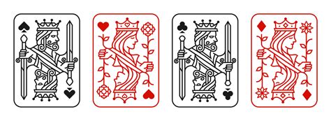 King and queen playing card vector illustration set of hearts, Spade, Diamond and Club, Royal ...