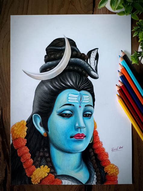 Beautiful Painting of Mahadev | Color Pencil Art by Sunil Kumar | Exotic India Art