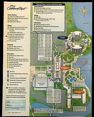 NEW Walt Disney World Contemporary Resort Map + 4 Theme Park Guide Maps | eBay