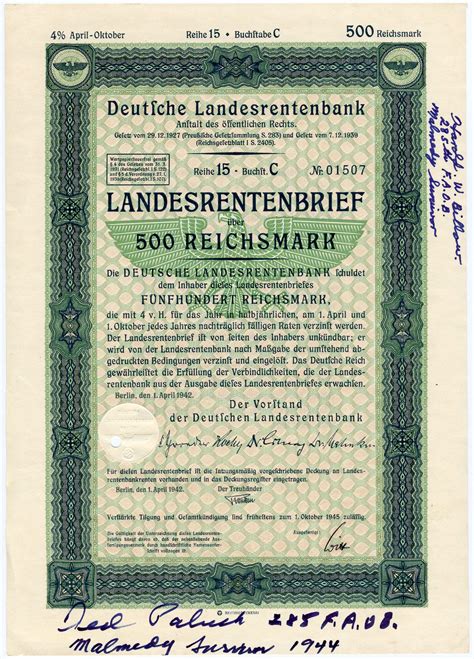 Lot - 2 Malmedy Massacre Survivors Sign German Banking Document: Ted Paluch & Harold Billow