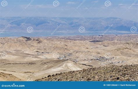 The Jordan Rift Valley and Moav Mountains from Arad, Israel Stock Photo ...