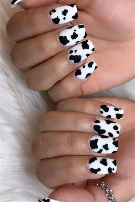 Cow Print Nail Art in 2020 | Cow nails, Nail art designs, Really cute nails