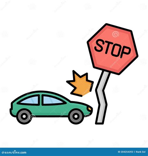 Stop Sign with Car Accident Isolated Vector Icon that Can Be Easily Modified or Edited Stock ...