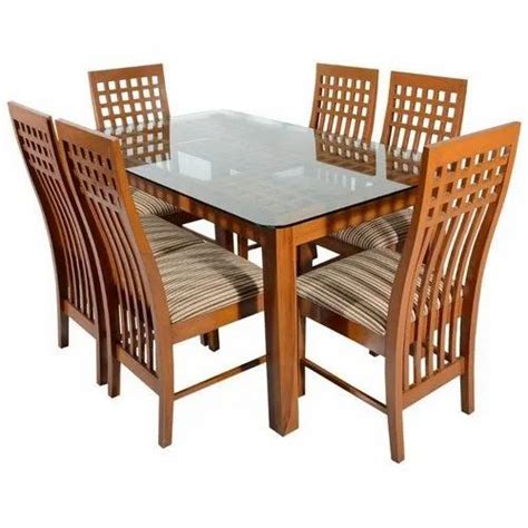 Wooden And Glass 6 Seater Dining Table Set at Rs 40000/set in Hansi | ID: 20826191691