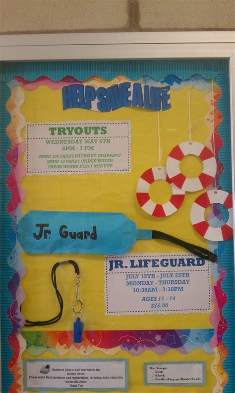 Jr. Lifeguard board | Team bulletin board, Lifeguard, June lessons