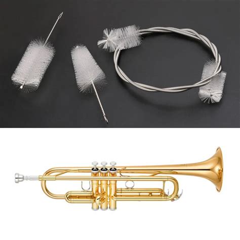 3pcs Trumpet Maintenance Cleaning Care Kit Valve Mouthpiece Flexible Brush Clean-in Brass Parts ...