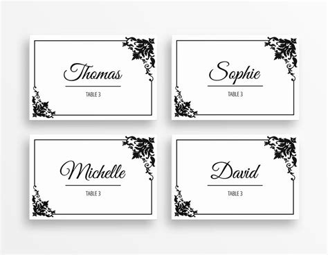 Free Printable Place Cards Unique Table Place Cards Template Table Place Cards… | Printable ...