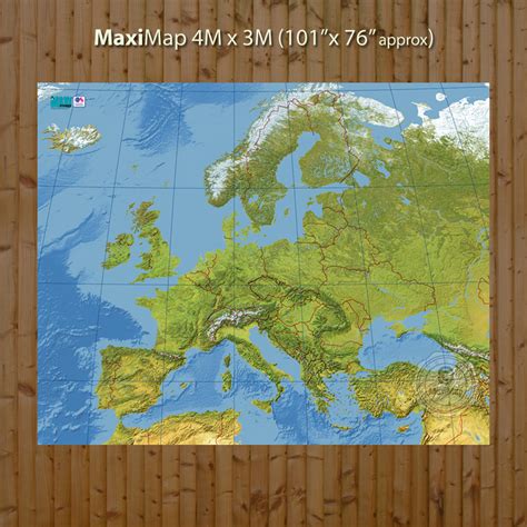 Europe physical MaxiMap 4M x 3M - MaxiMap
