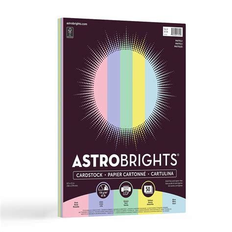 Astrobrights Color Cardstock, Pastel 5-Color Assortment, 50 Sheets ...