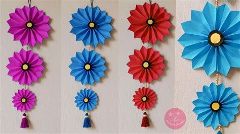 BEAUTIFUL PAPER WALL HANGING | PAPER FLOWEE CRAFT | BEST FROM WASTE - YouTube