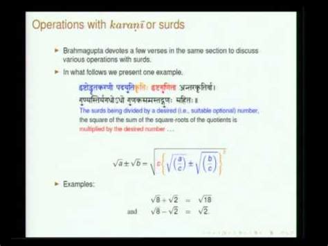 Mod-01 Lec-13 Brahmasphutasiddhanta of Brahmagupta - Part 3 - YouTube