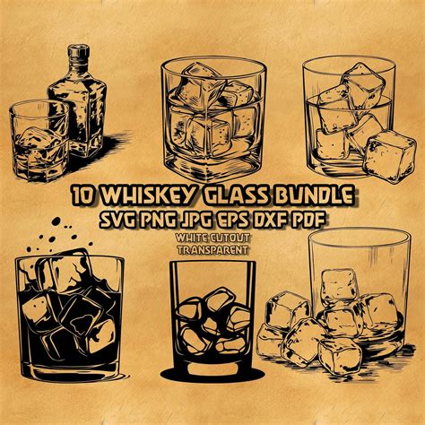 Whiskey Glass Svg Bundle, Whiskey Glass With Ice SVG, Rocks Glassware Svg, Drink SVG, Whisky ...