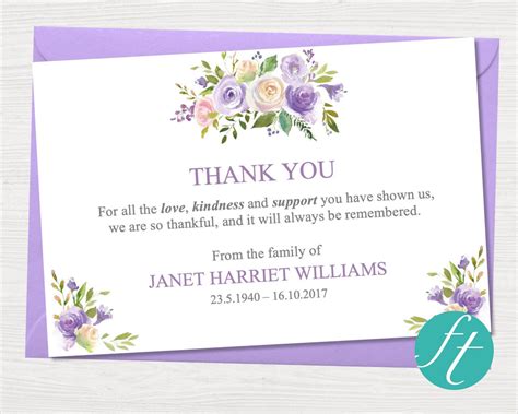 Funeral Thank You Card | Lilac Bouquet – Funeral Templates