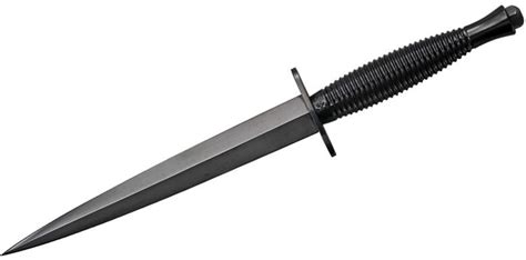 Sheffield SHE006 Fairbairn Sykes British Commando Dagger 6-7/8" Black Blade, Leather Sheath ...