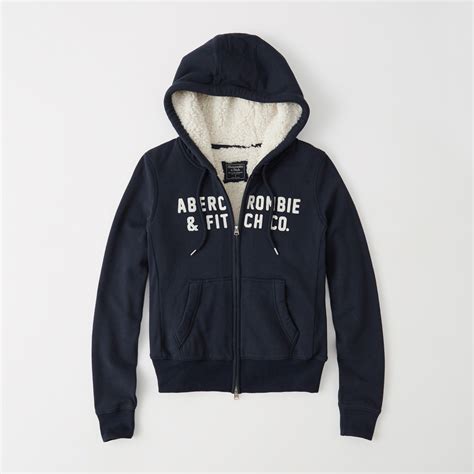 Lyst - Abercrombie & Fitch Heritage Logo Sherpa Hoodie in Blue