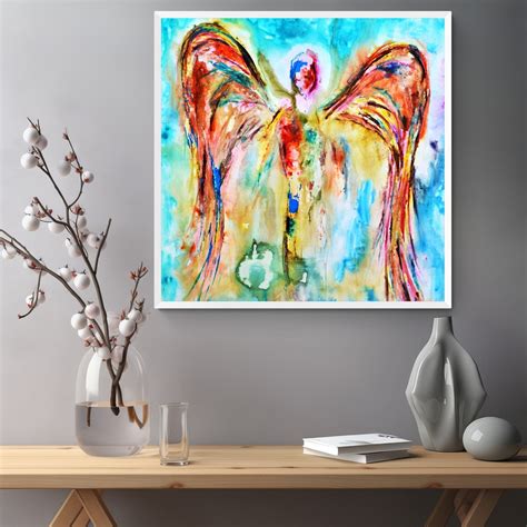 Colorful Abstract Christian Art Print Interactive Angel With Wings Wall Art, Christian Fine Art ...