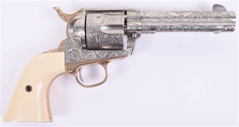 Franklin Mint John Wayne Colt 45 Commemorative Replica Revolver Model, fully engraved and nickel