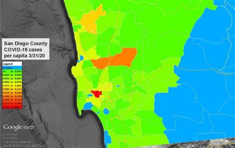 San Diego County Map of COVID-19 Cases by Zip Code