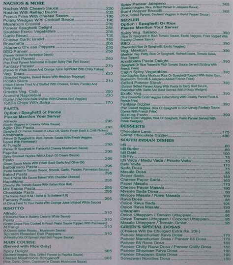 Greens Restaurant Menu, Menu for Greens Restaurant, Malad West, Mumbai ...