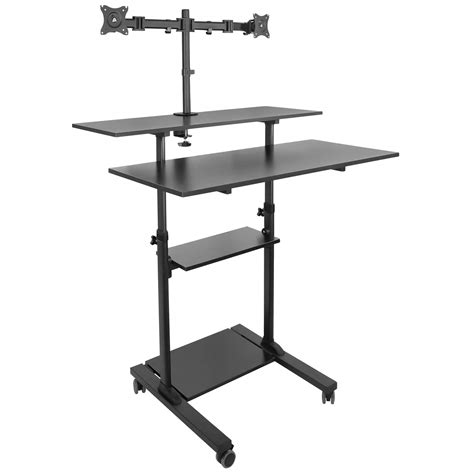 Mount-It! Mobile Standing Desk with Dual Monitor Mount - 40 Inch Wide ...