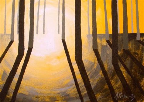 Landscape Painting Lemon Yellow Sunset 5x7 small by annarobertsart, $75 ...
