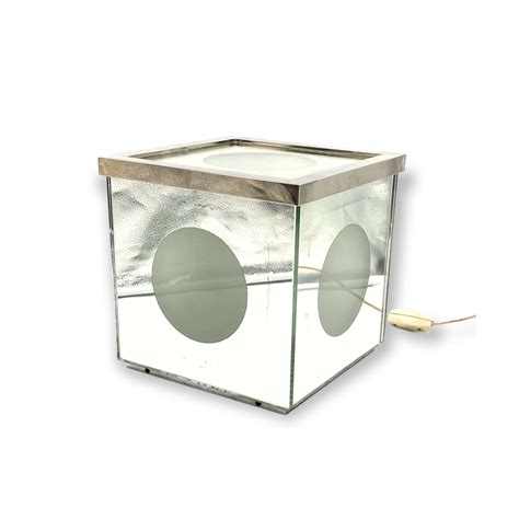 Vintage cubic mirrored table lamp, Italy 1970s