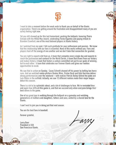 A letter to the fans: : r/SFGiants