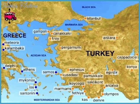 Turkey Map Tourist Attractions - TravelsFinders.Com