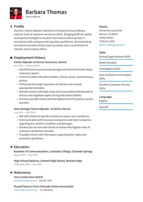 Claims Adjuster Resume Examples & Templates (2024) · Resume.io