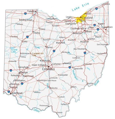 Ohio Lakes and Rivers Map - GIS Geography