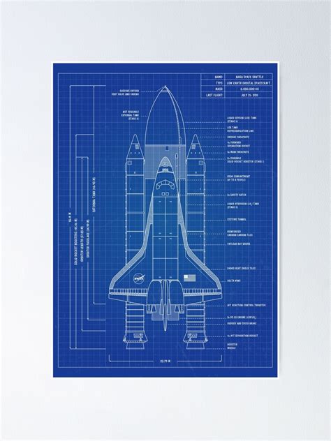 "NASA Space Shuttle Blueprint (Blueprint - English)" Poster for Sale by BGALAXY | Redbubble