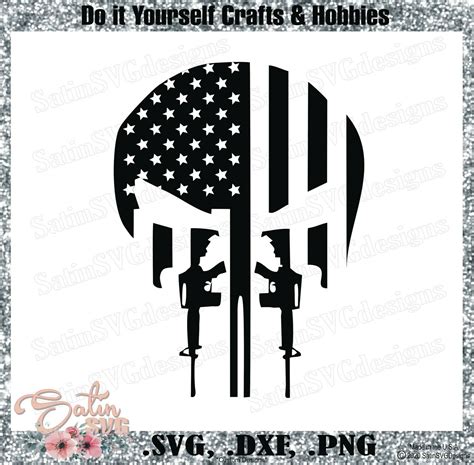 Skull Flag Arms, American Flag, Military Arms Design SVG PNG Files, Cricut, Silhouette Studio ...