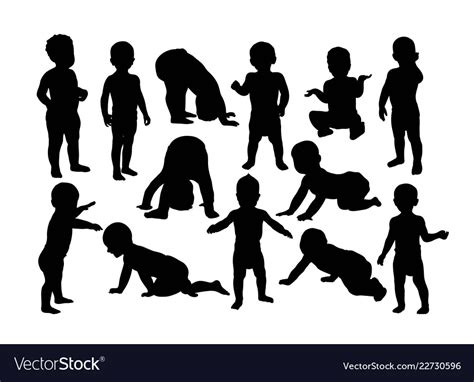 Baby crawling silhouettes Royalty Free Vector Image