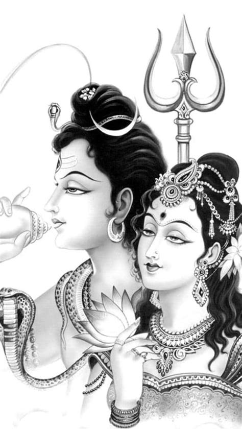 Shiv Parvati Ji Ke, sketch, shiv, parvati, lord, god, HD phone ...