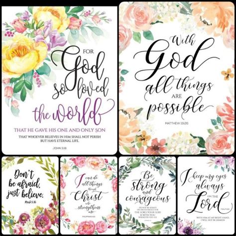 【COD】 Bible Verse Floral Wall Decor Design A4 Size Laminated Batch 4 | Lazada PH