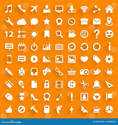 Vector White Icons With Drop Shadow. Stock Vector - Image: 35129235