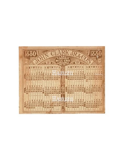 Antique 1880 Calendar Ephemera Victoria Trade Card Transparent ...