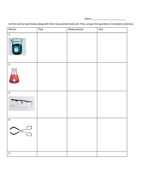 Science Tools Review - Name___________________________ List the science ...