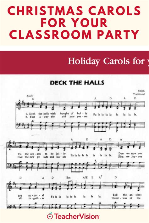 christmas carols for your classroom party holiday carols for you deck ...