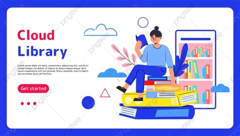 Cloud Library Concept Online Reading Service Banner Template Download ...