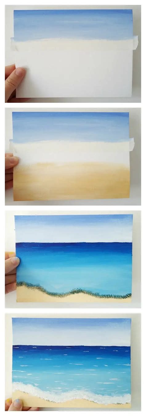 How To Paint A Simple Beach Scene With Acrylics - Birch And Button