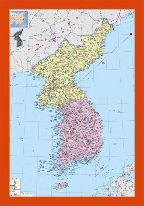 Political map of Korean Peninsula in chinese | Maps of North Korea ...