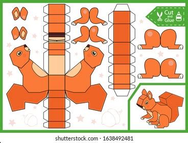 Cut Glue Paper Cute Squirrel Diy Stock Vector (Royalty Free) 1638492481 | Shutterstock