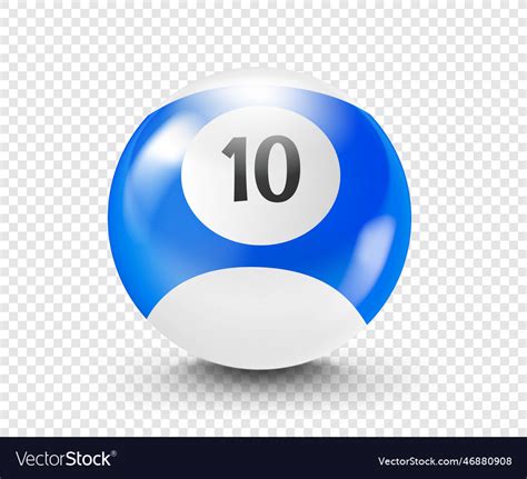 Blue billiard ball with number 10 3d isolated Vector Image