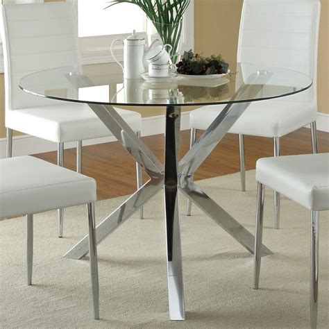 DreamFurniture.com - 120760 Round Glass Top Dining Table