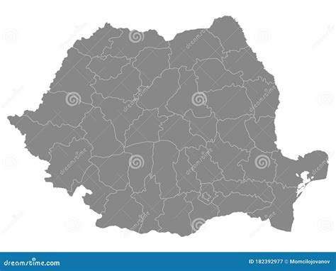 Counties Map of Romania stock vector. Illustration of arad - 182392977