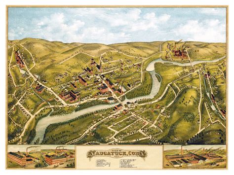 Beautifully restored map of Naugatuck, Connecticut from 1877 - KNOWOL