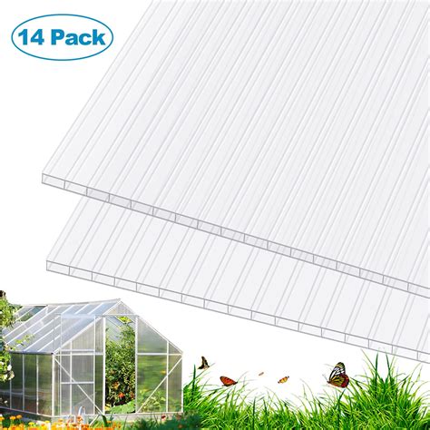 Buy Polycarbonate Greenhouse Panels, 14 Pack Twin Wall 4mm Sheets, 4 ...