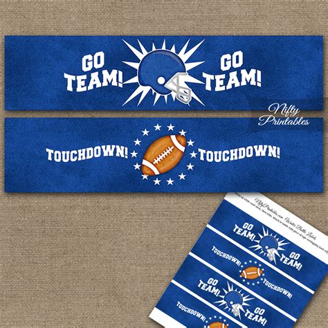 Blue Football Water Bottle Labels - Nifty Printables